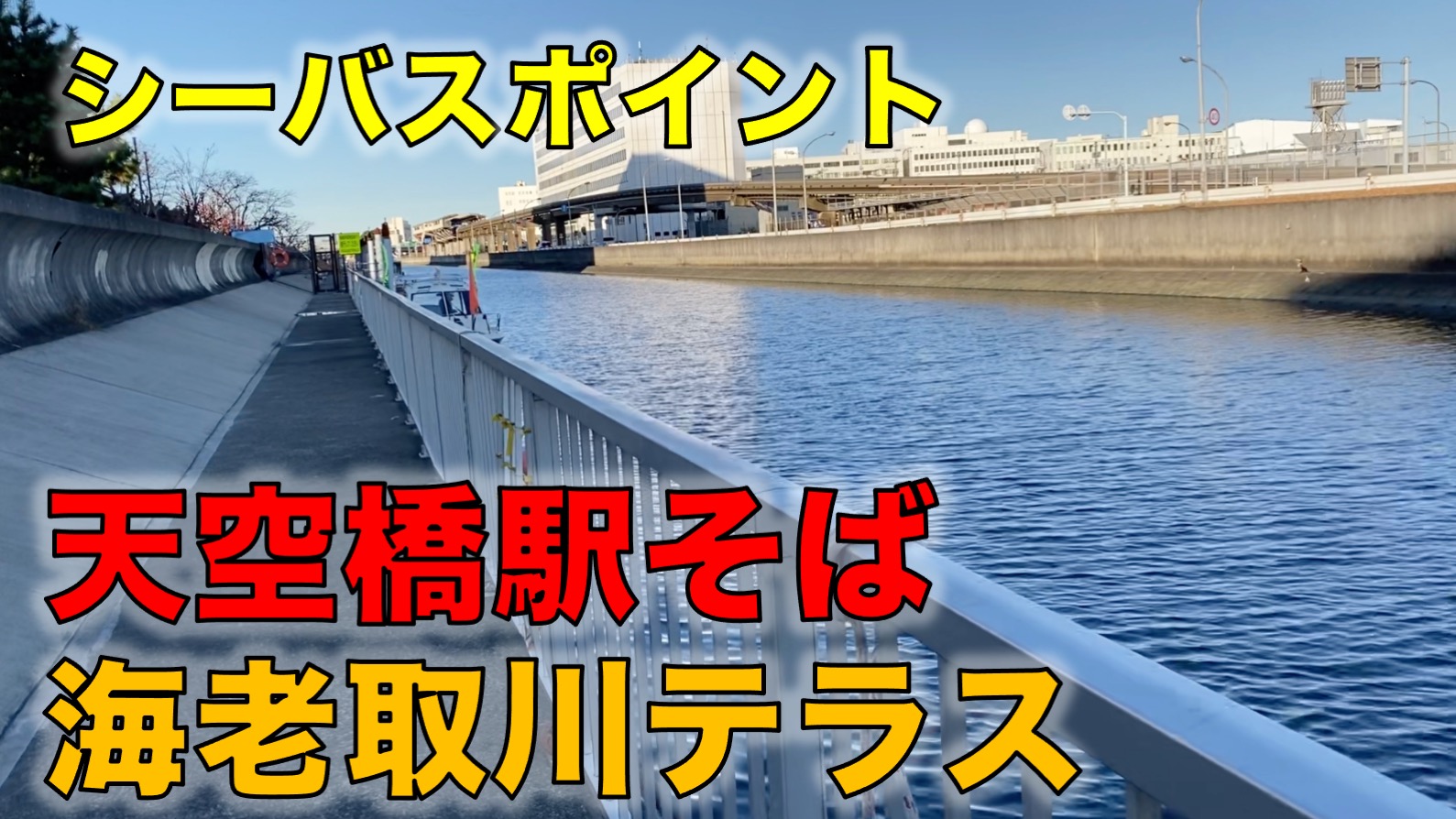 天空橋駅そば 海老取川 穴守橋横のテラス シーバスが狙える柵のある安全な釣り場 東京湾奥釣り場探検隊 動画で東京 千葉 神奈川の海 川 池 沼などの釣り場を紹介